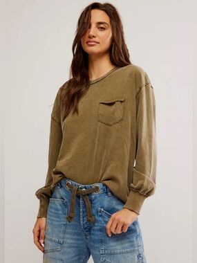 Free People We The Free Fade Into You Tee - Military Olive